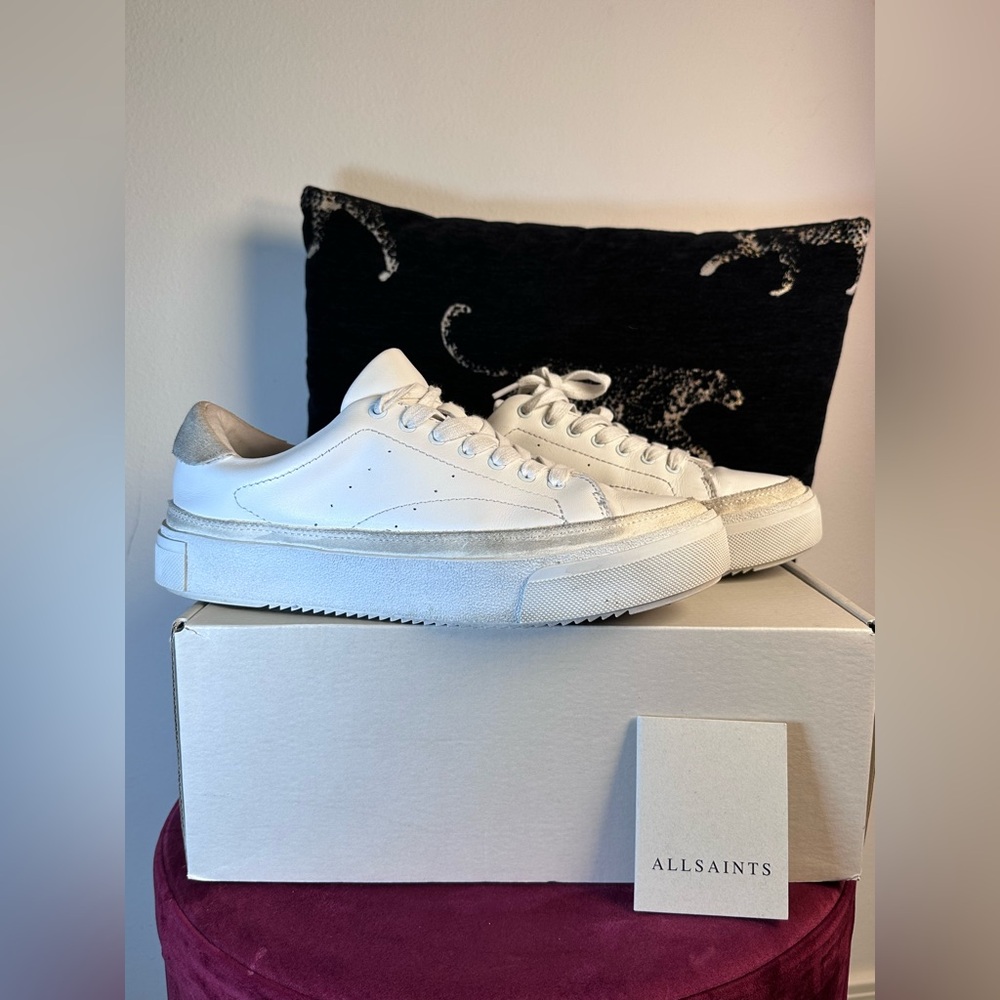 ALLSAINTS Trish Sneaker in Chalk White leather platform skater shoe EU 39 us 9 - Picture 1 of 12